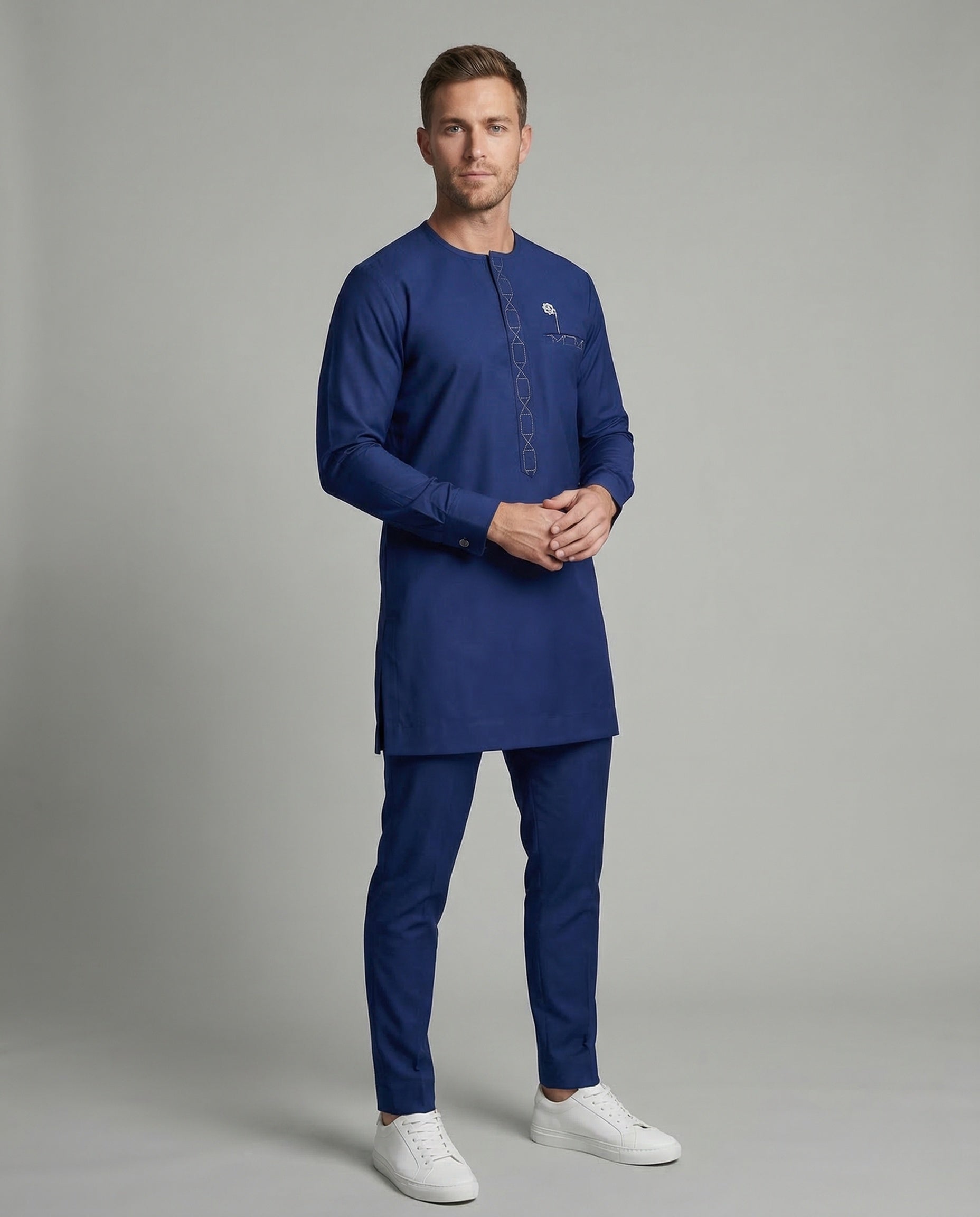 Herren Tunika Set mit Stickerei und Hose - Norvielle