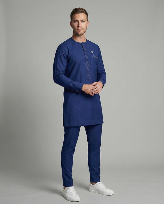 Herren Tunika Set mit Stickerei und Hose - Norvielle