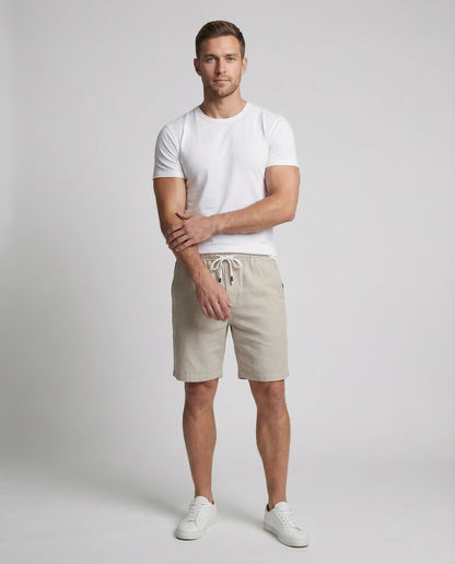 Herren Bermuda Shorts Baumwolle Elastikbund Beige - Norvielle