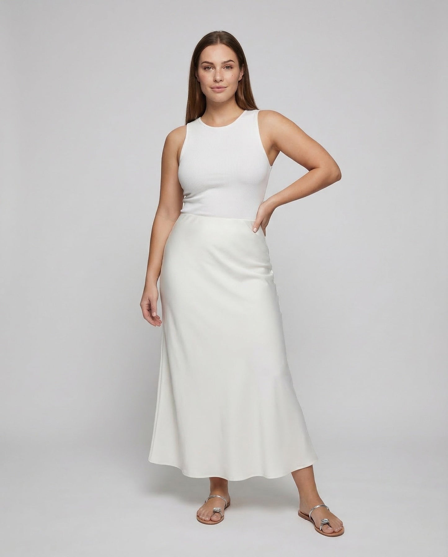 Damen Maxirock High Waist Satin - Norvielle