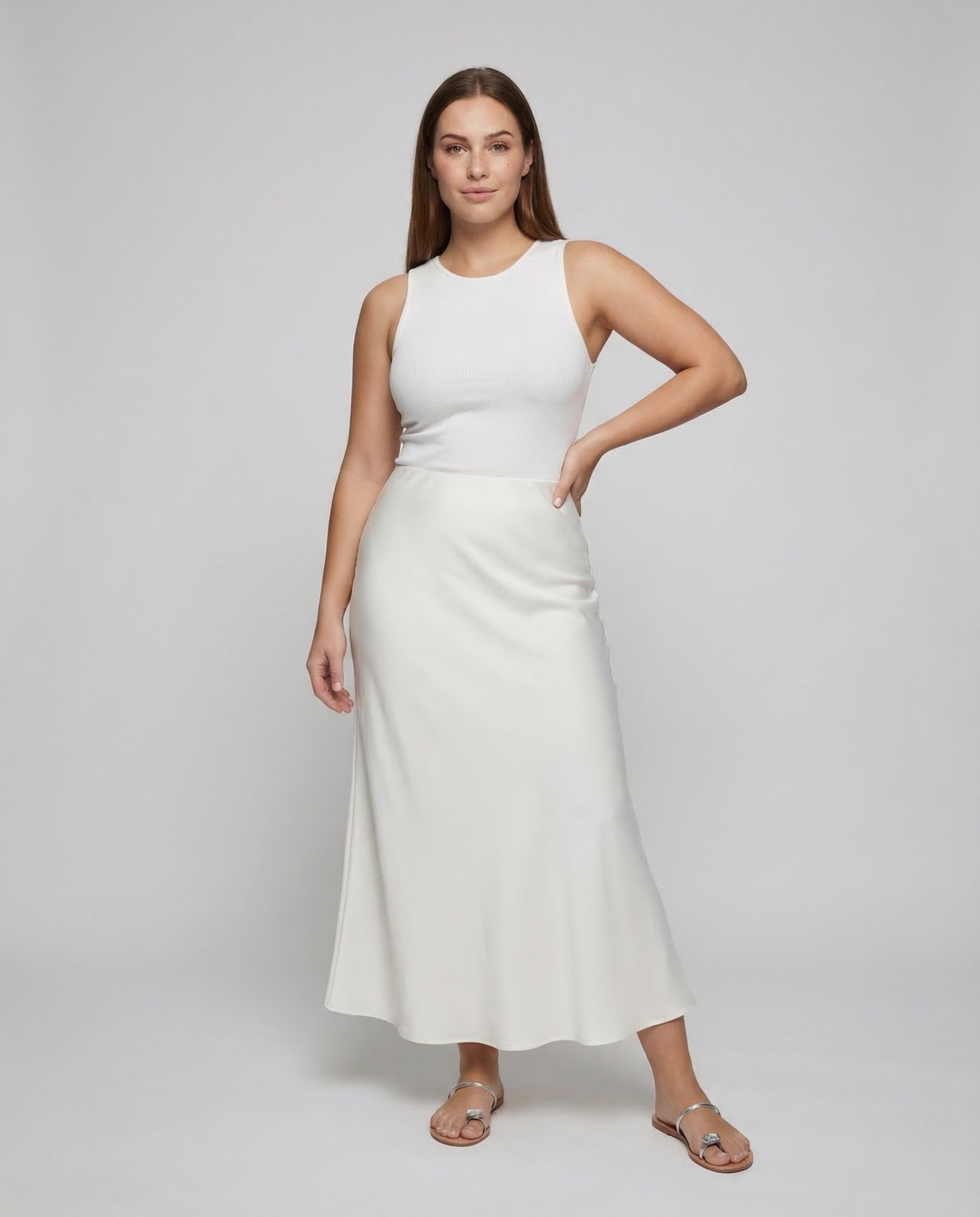 Damen Maxirock High Waist Satin - Norvielle