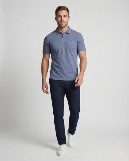 Herren Poloshirt Piqué Monogramm Weiß - Norvielle