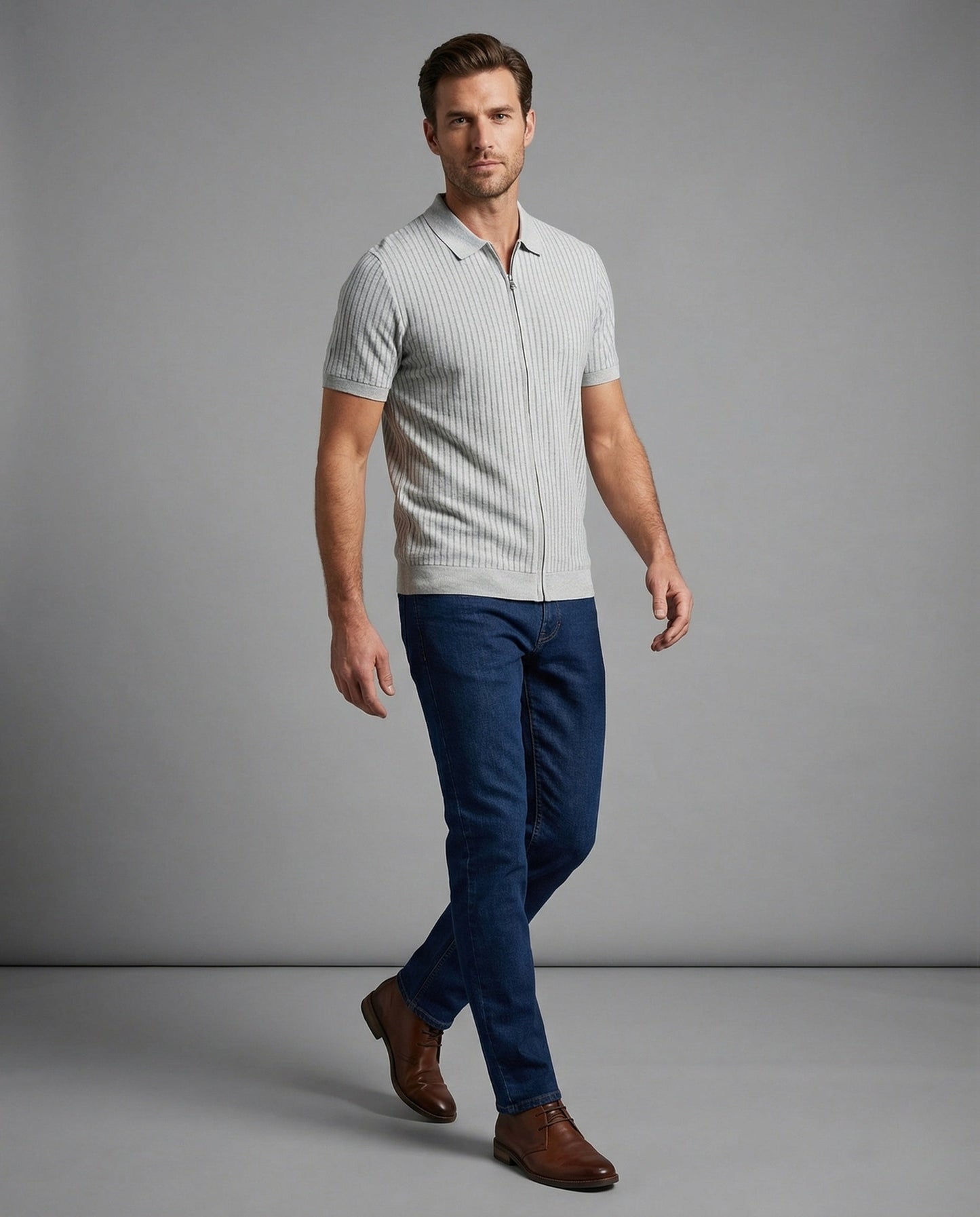 Herren Poloshirt Slim Reißverschluss - Norvielle