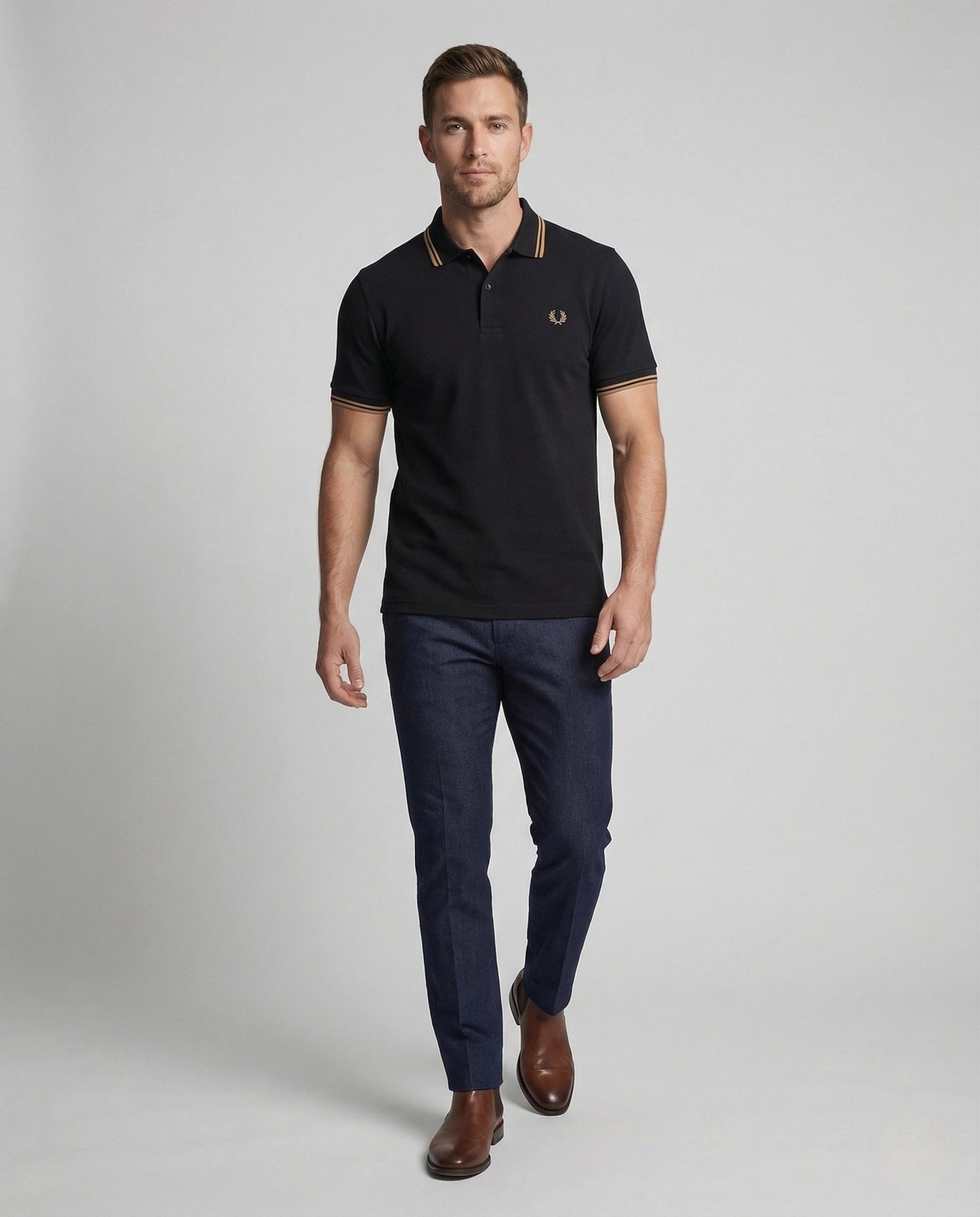 Herren Poloshirt Baumwolle Kontraststreifen - Norvielle