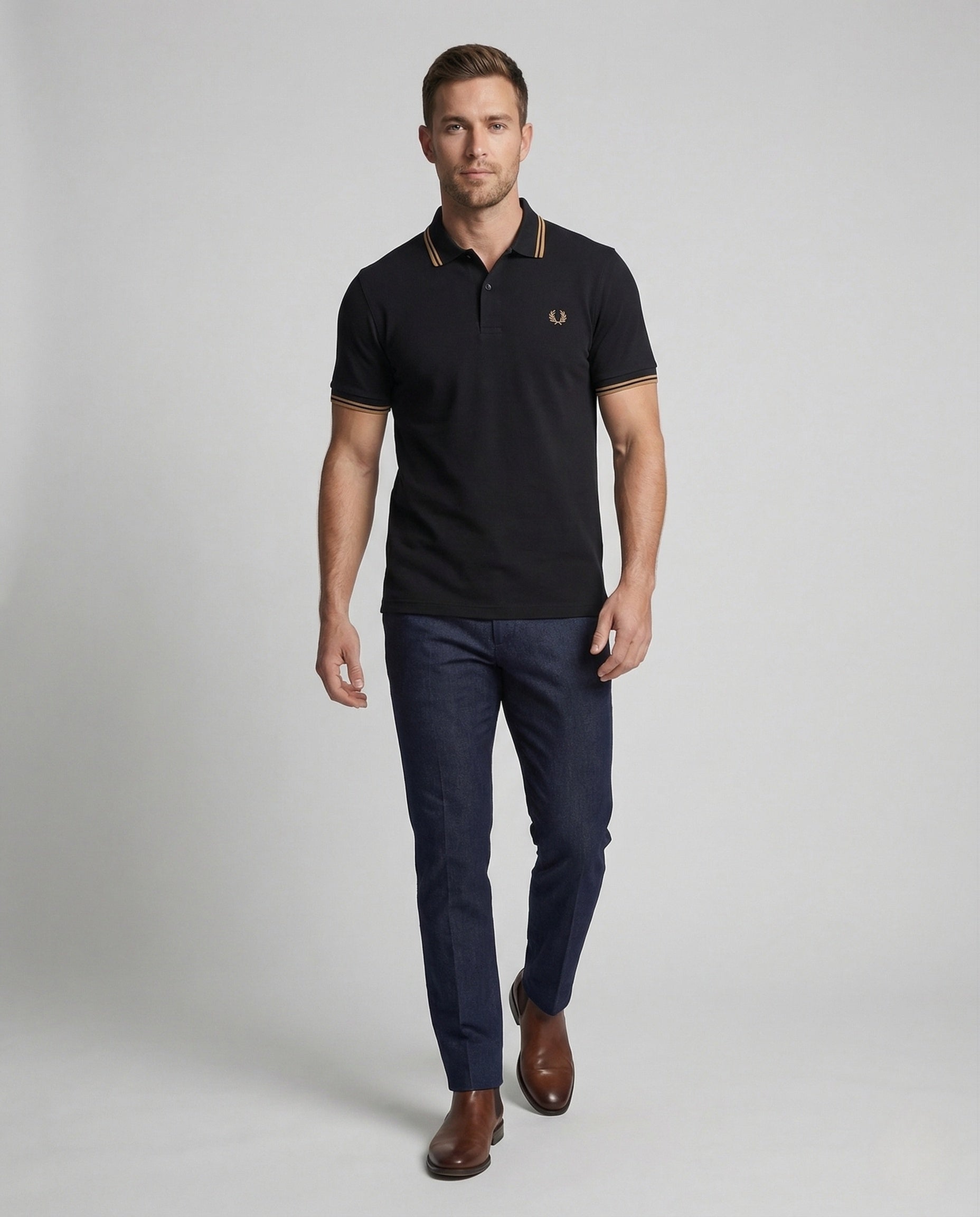 Herren Poloshirt Baumwolle Kontraststreifen - Norvielle