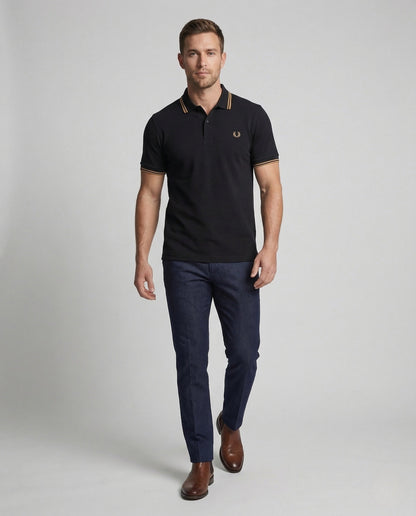 Herren Poloshirt Baumwolle Kontraststreifen - Norvielle