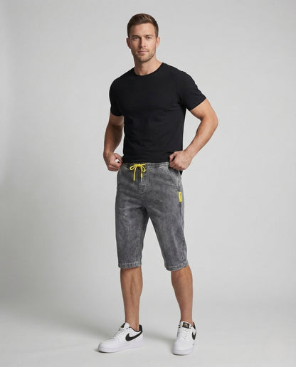 Herren Jeansshorts Knielang Elastikbund - Norvielle