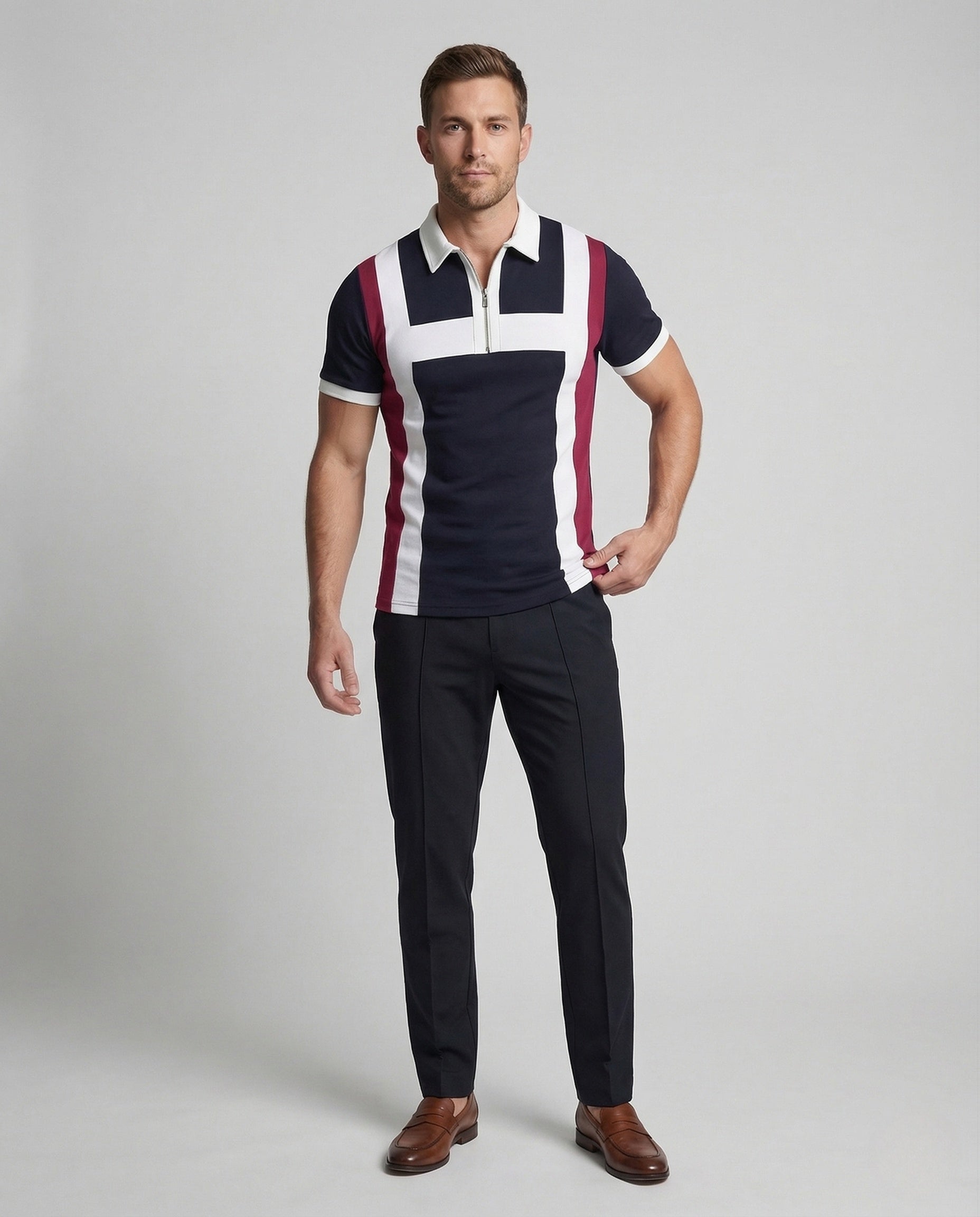 Herren Poloshirt Mit Reißverschluss Und Logo - Norvielle