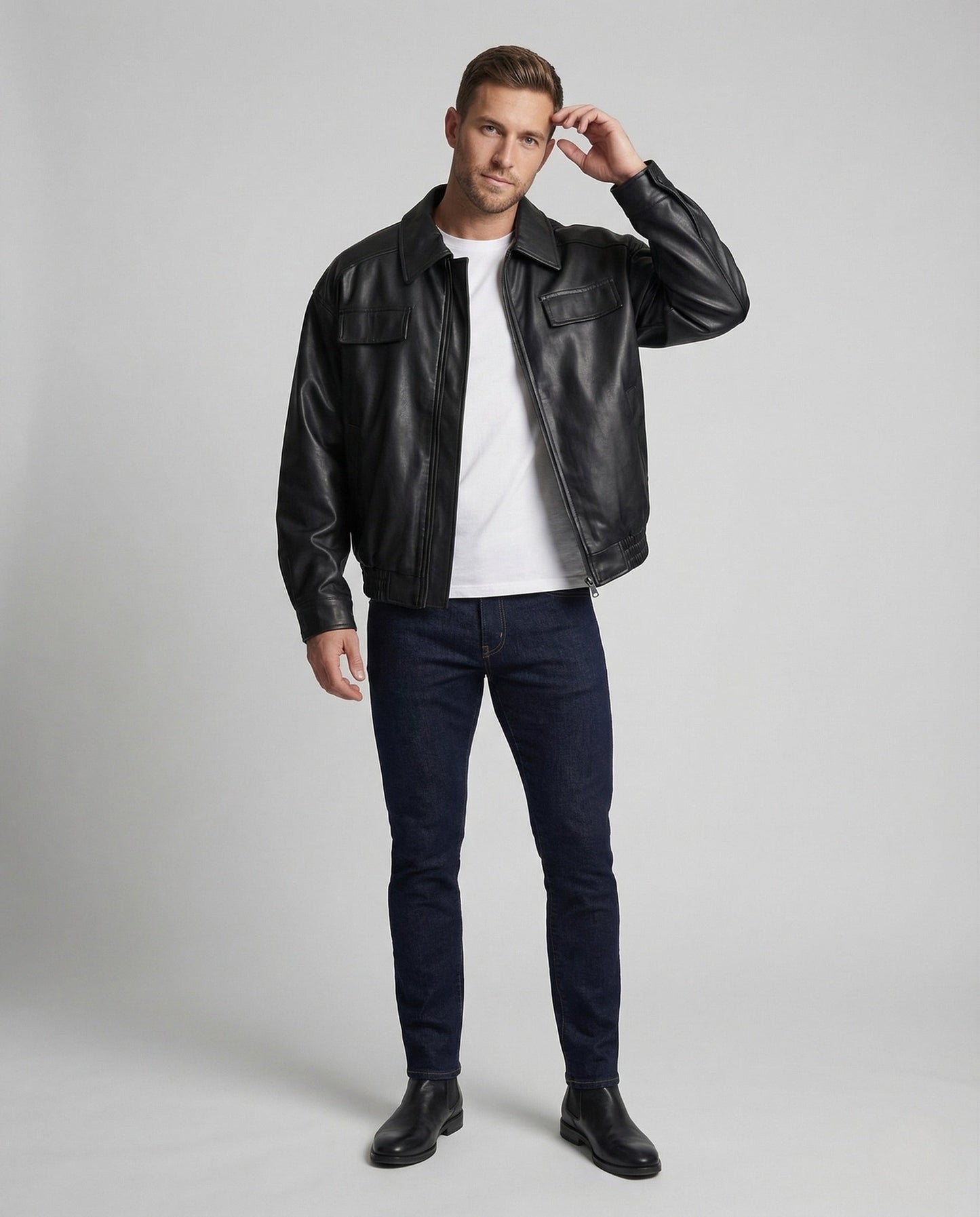 Herren Blouson aus Kunstleder Oversize - Norvielle