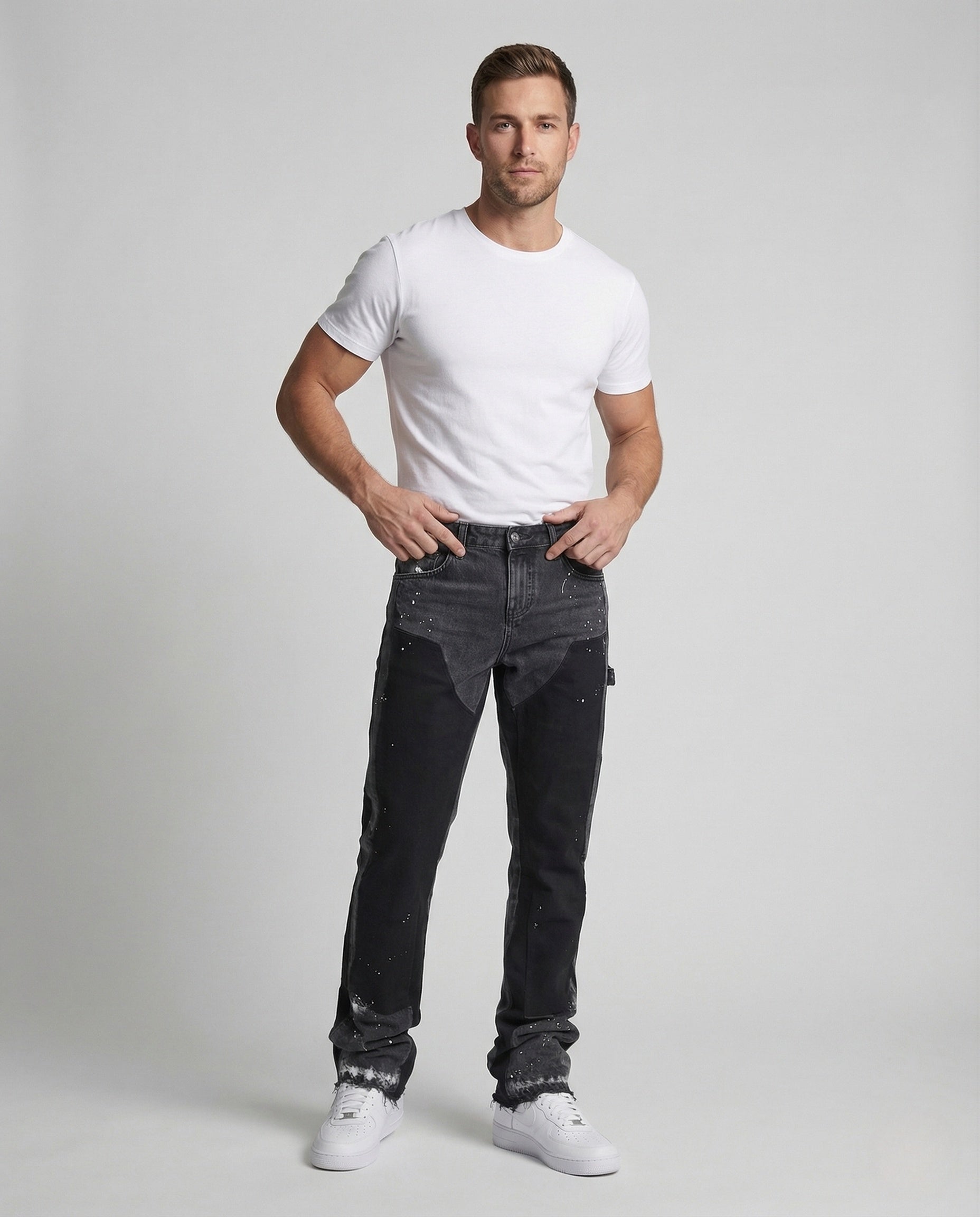 Herren Utility Jeans Cargohose Weit Bein - Norvielle