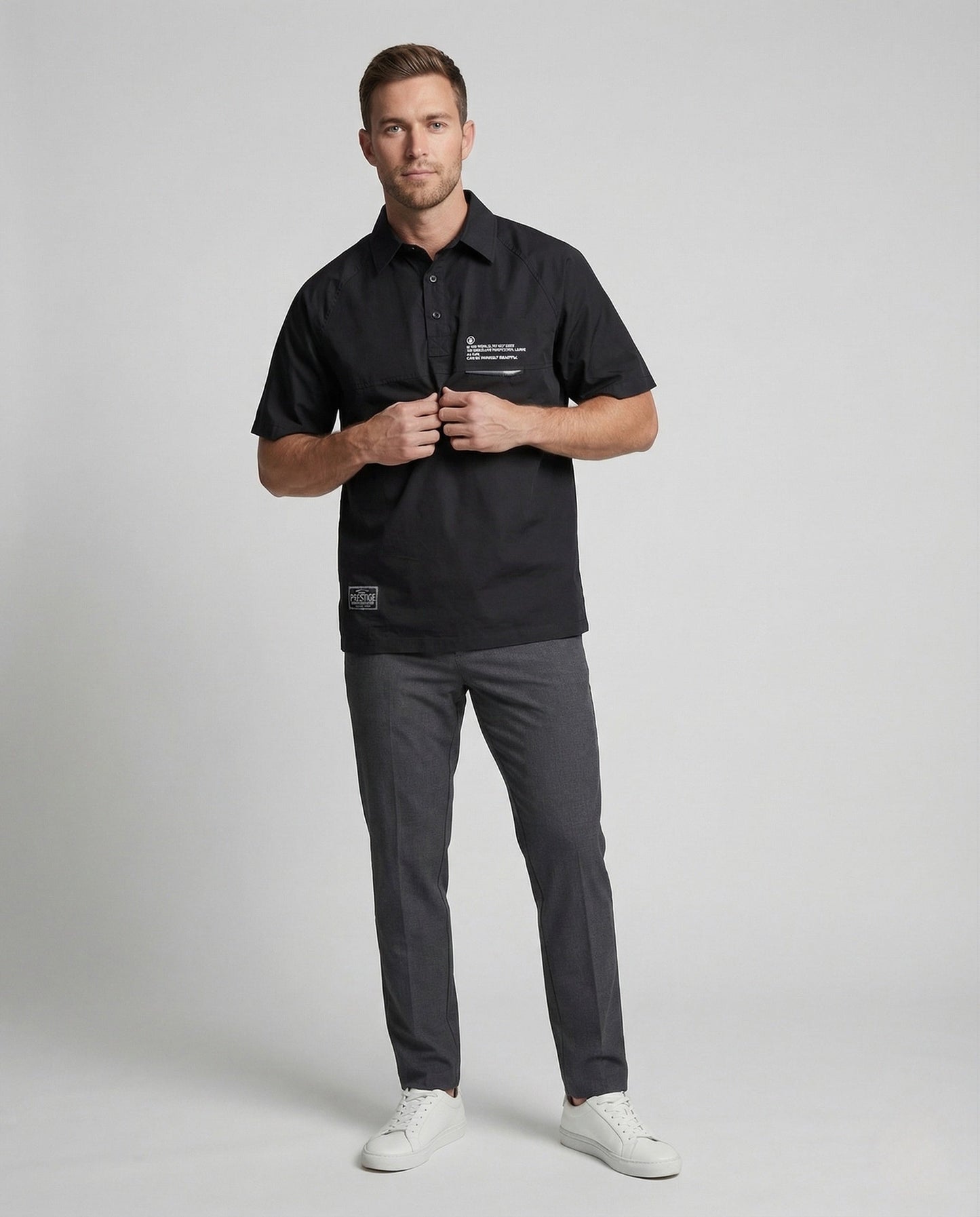 Herren Poloshirt Oversize mit Reißverschluss und Tasche - Norvielle