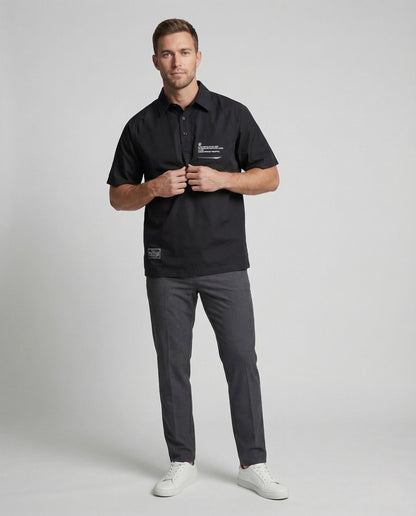 Herren Poloshirt Oversize mit Reißverschluss und Tasche - Norvielle