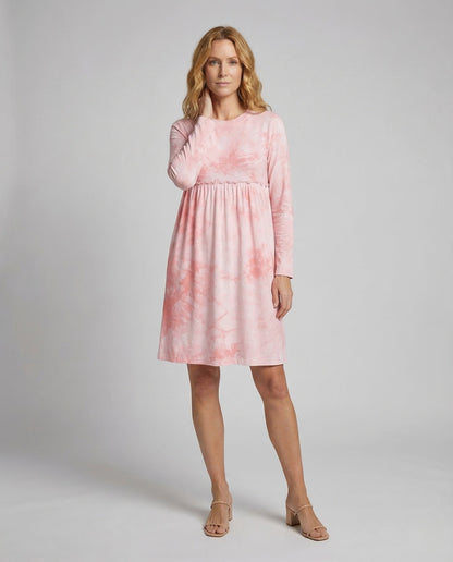 Damen Midikleid Langarm Jersey Raffung - Norvielle
