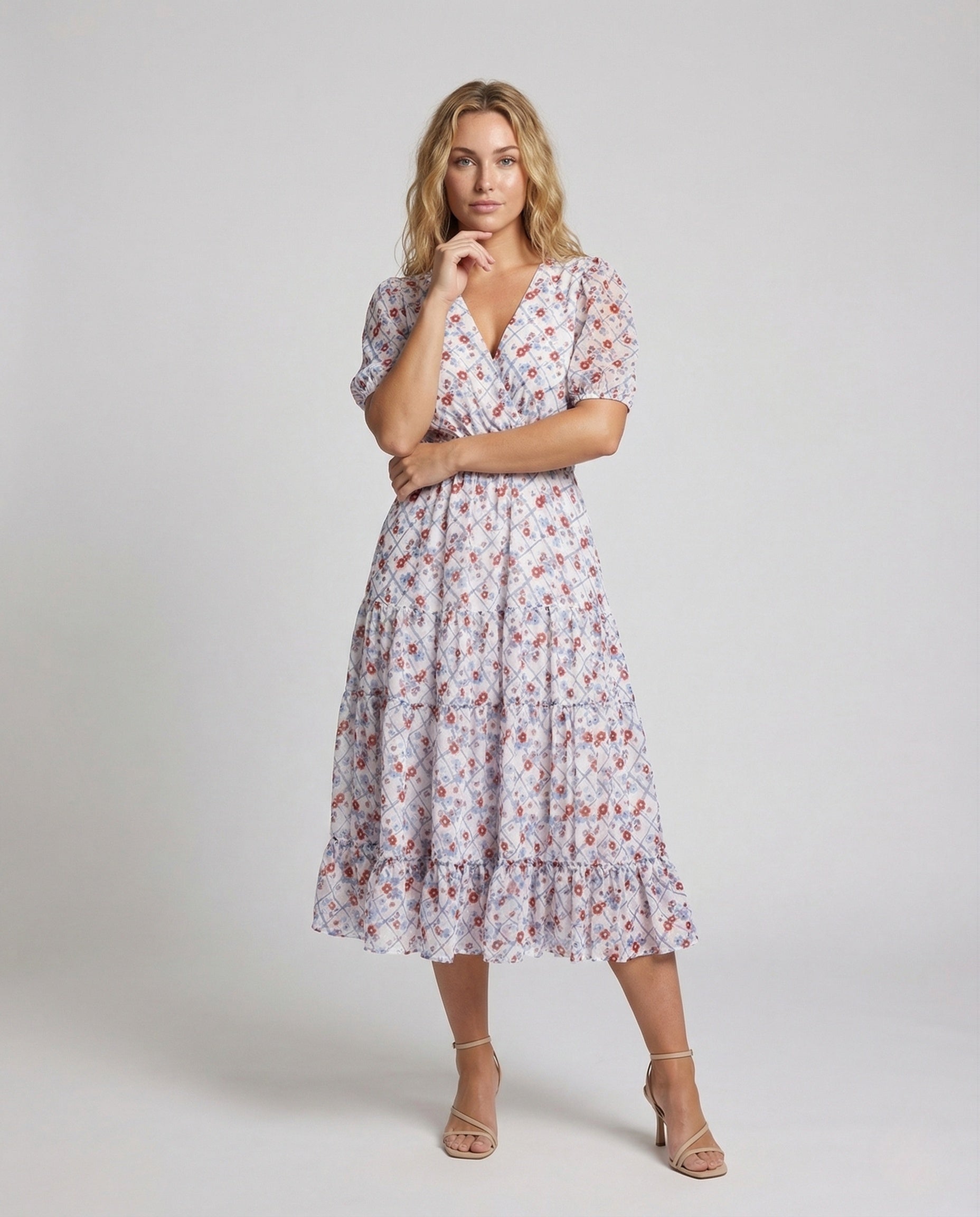 Damen Midikleid Puffärmel Elastisch Schwarz - Norvielle