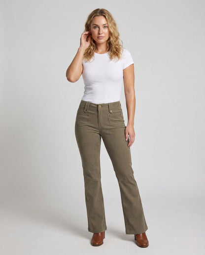 Damen High Waist Schlaghose Baumwolle - Norvielle
