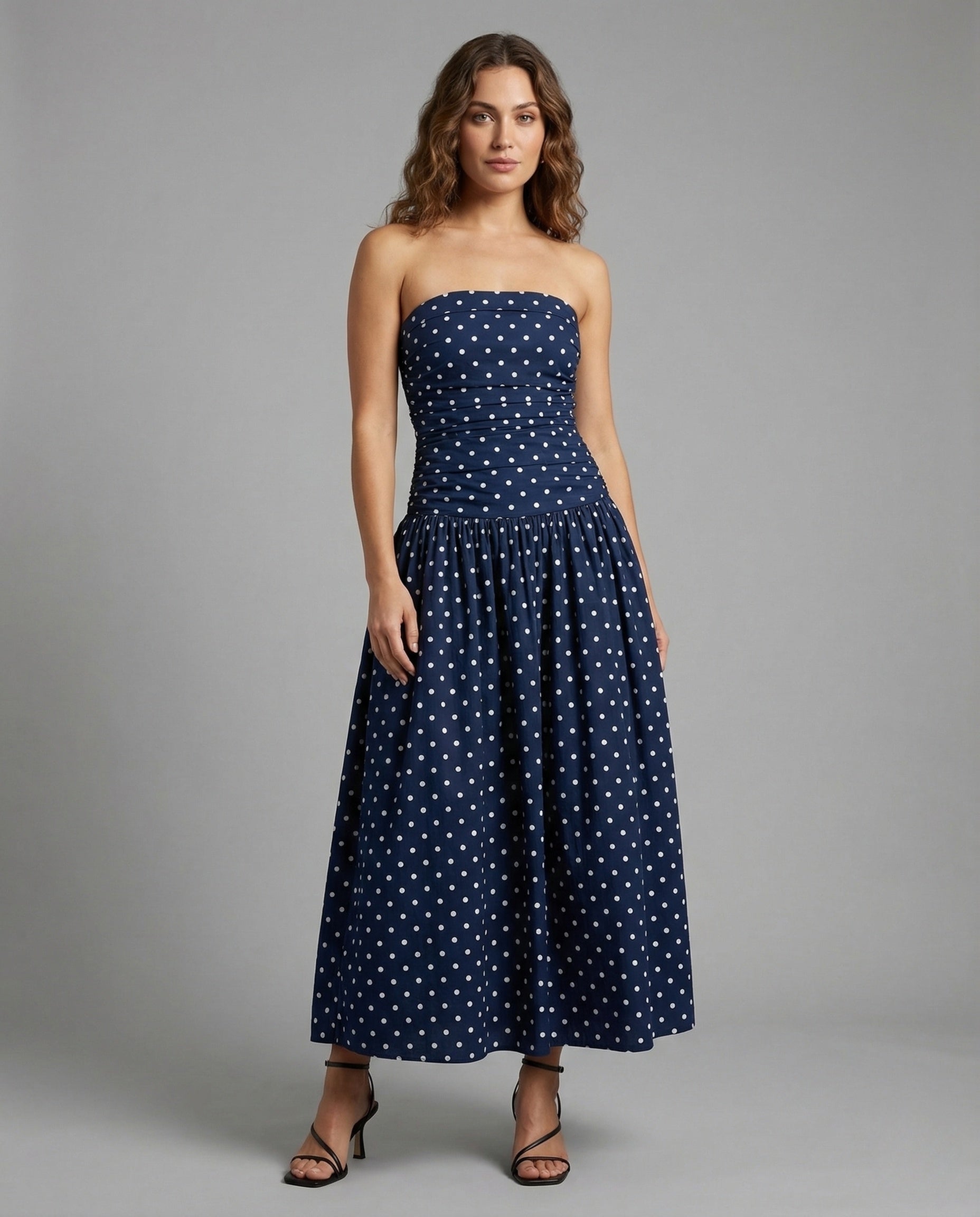 Damen Trägerloses Maxikleid mit Punkten - Norvielle