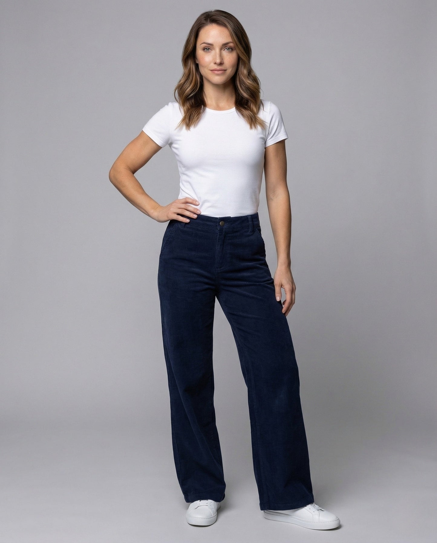 Damen High Waist Cordhose Weite Bein - Norvielle