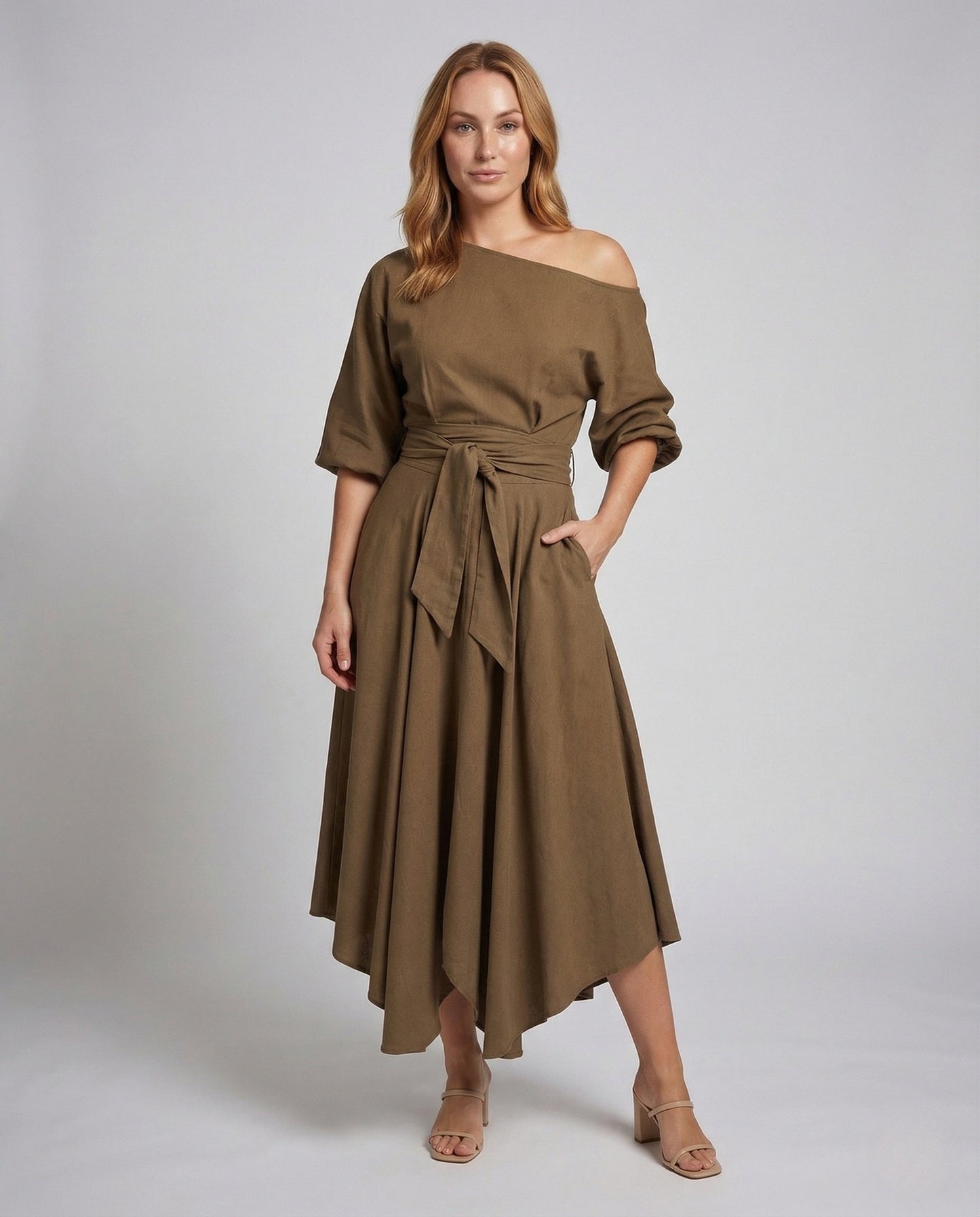 Damen Wickelkleid Midi Godet Rock - Norvielle