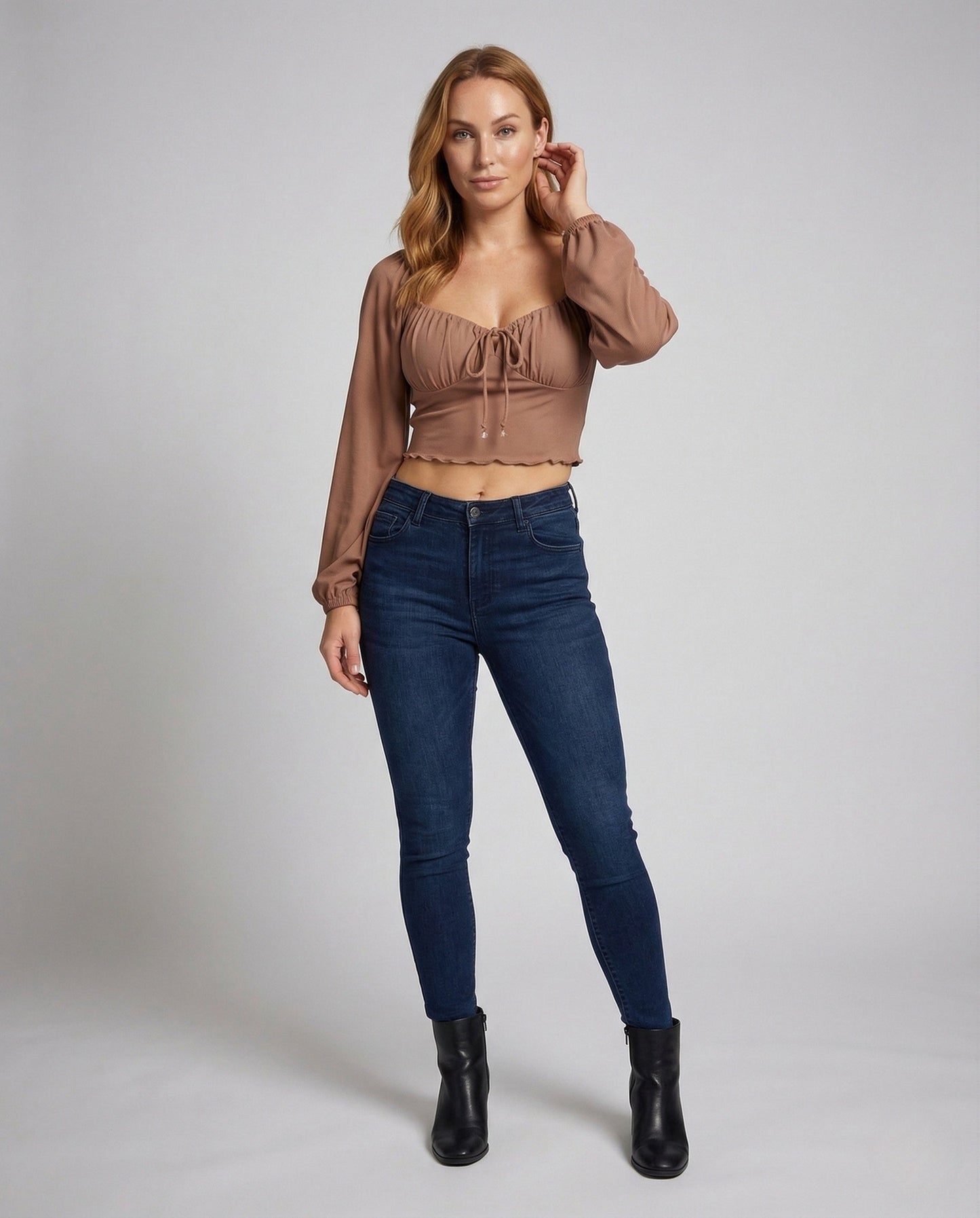 Damen Crop mit Ripp-Raffung - Norvielle