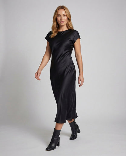 Damen Satin Maxikleid A-Linie - Norvielle