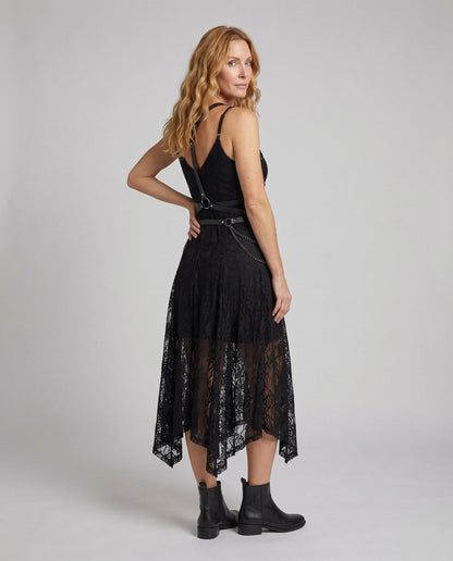 Damen Gothic Minikleid aus Spitze mit O-Ring-Detail - Norvielle