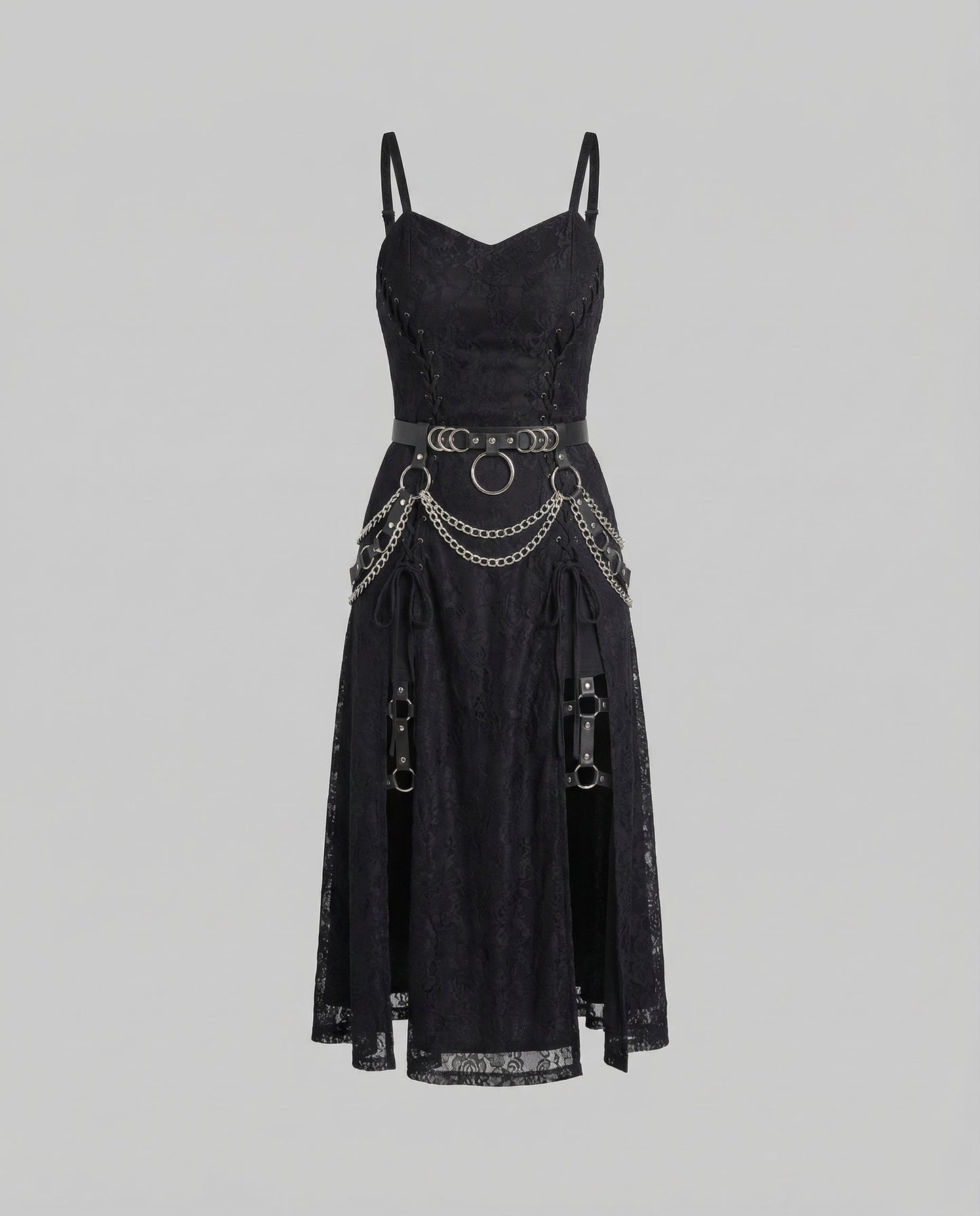 Damen Gothic Minikleid aus Spitze mit O-Ring-Detail