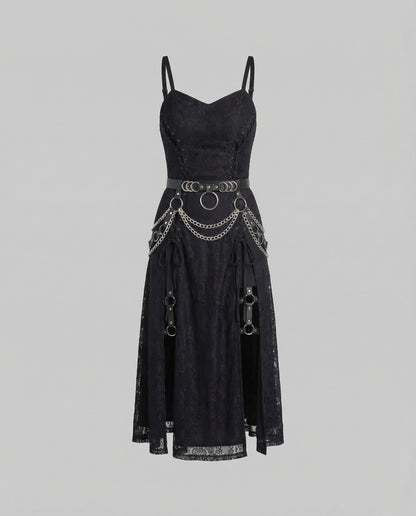 Damen Gothic Minikleid aus Spitze mit O-Ring-Detail