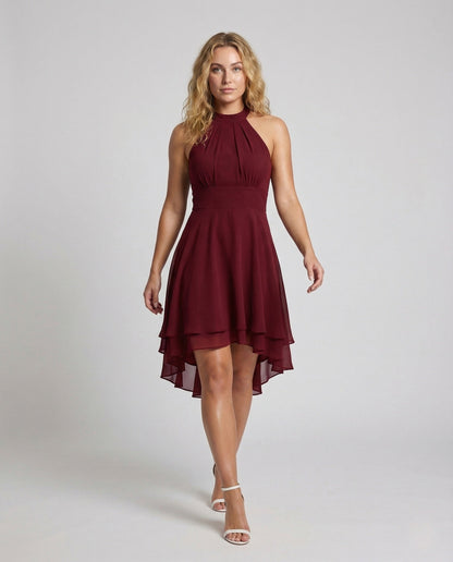 Damen Chiffon-Kleid mit Halter und Volants - Norvielle