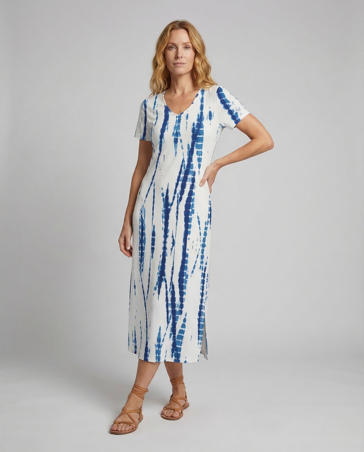 Damen Maxikleid V-Ausschnitt Mit Schlitz - Norvielle