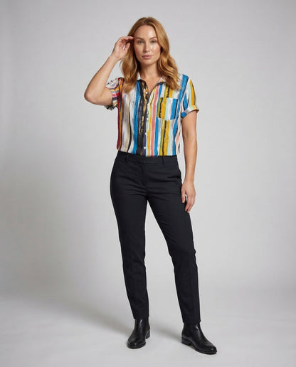Damen Viskose Bluse Muster Mit Brusttasche - Norvielle
