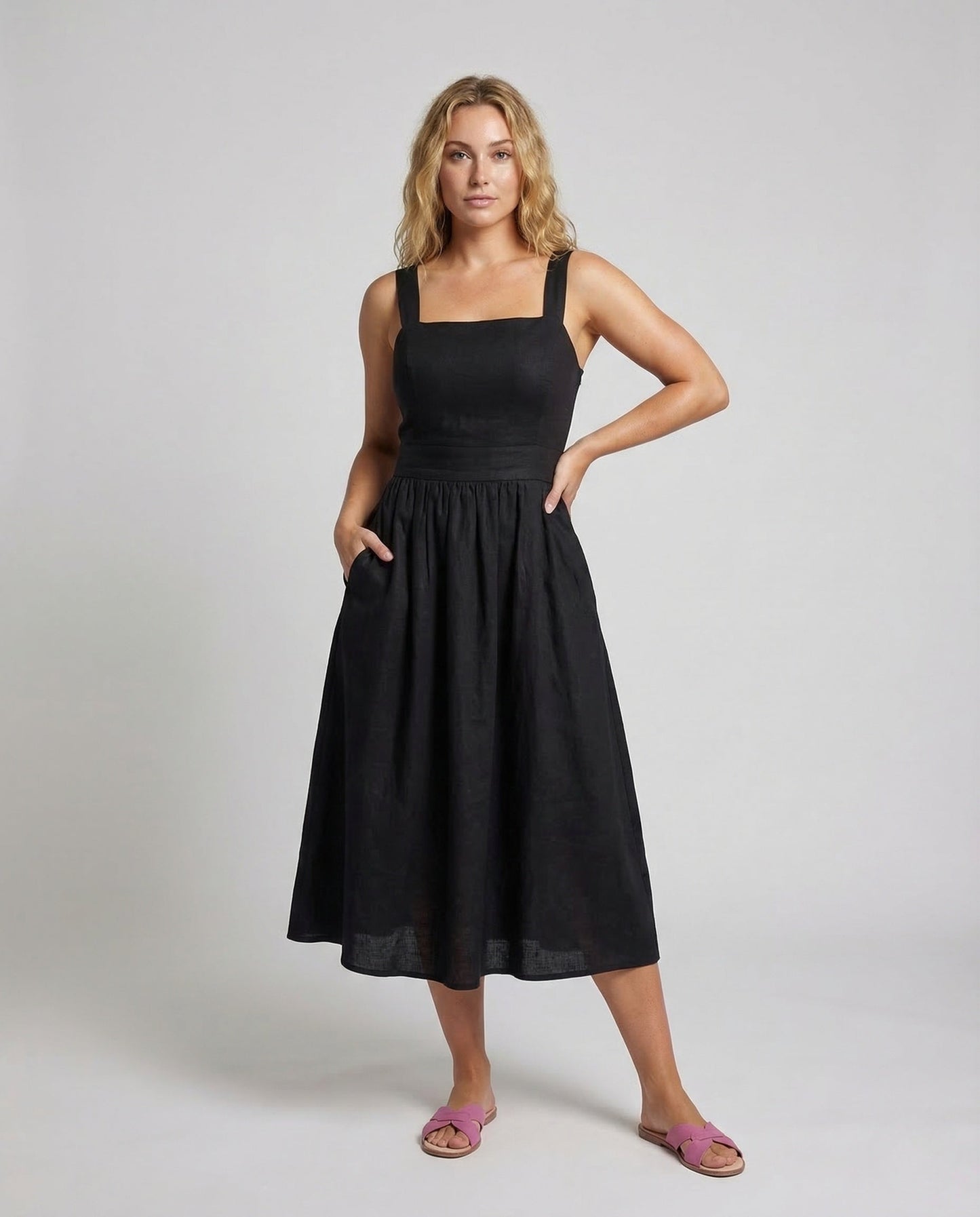 Damen Leinenkleid Mit Trägern - Norvielle