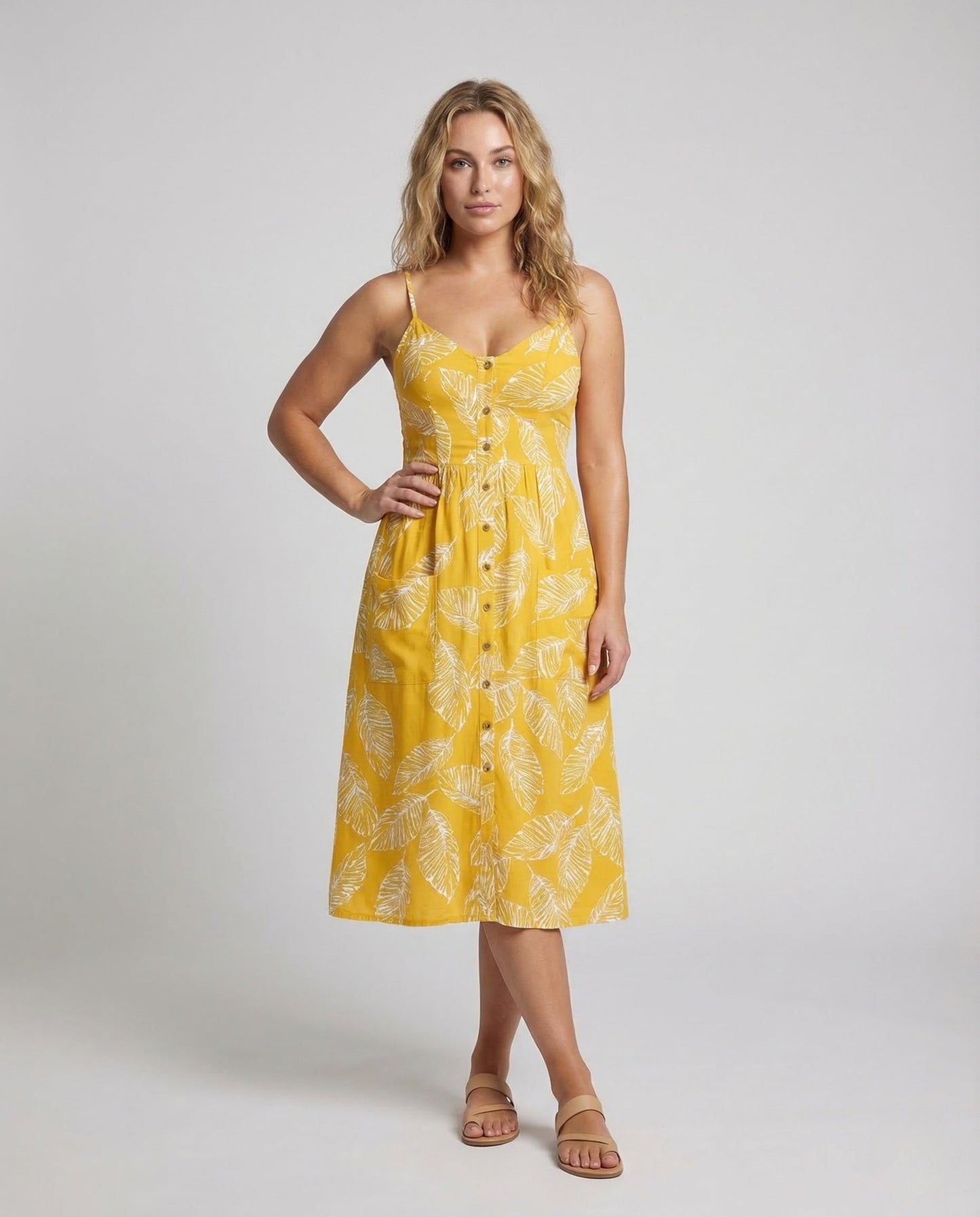Damen Midikleid Spaghettiträger Sommerkleid - Norvielle