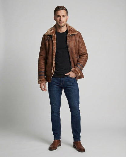 Herren Aviatorjacke Teddyfutter - Norvielle