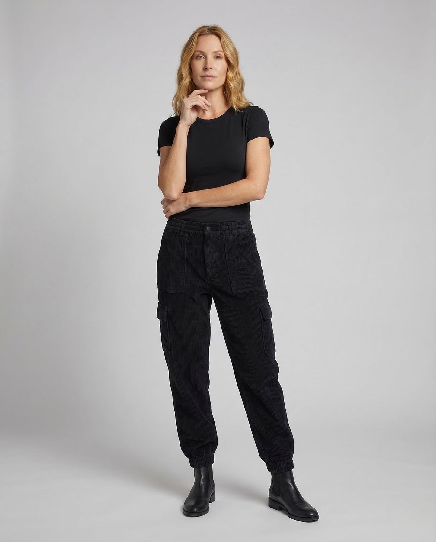 Unisex Feincord Cargohose Elastikbund Vieltaschen - Norvielle