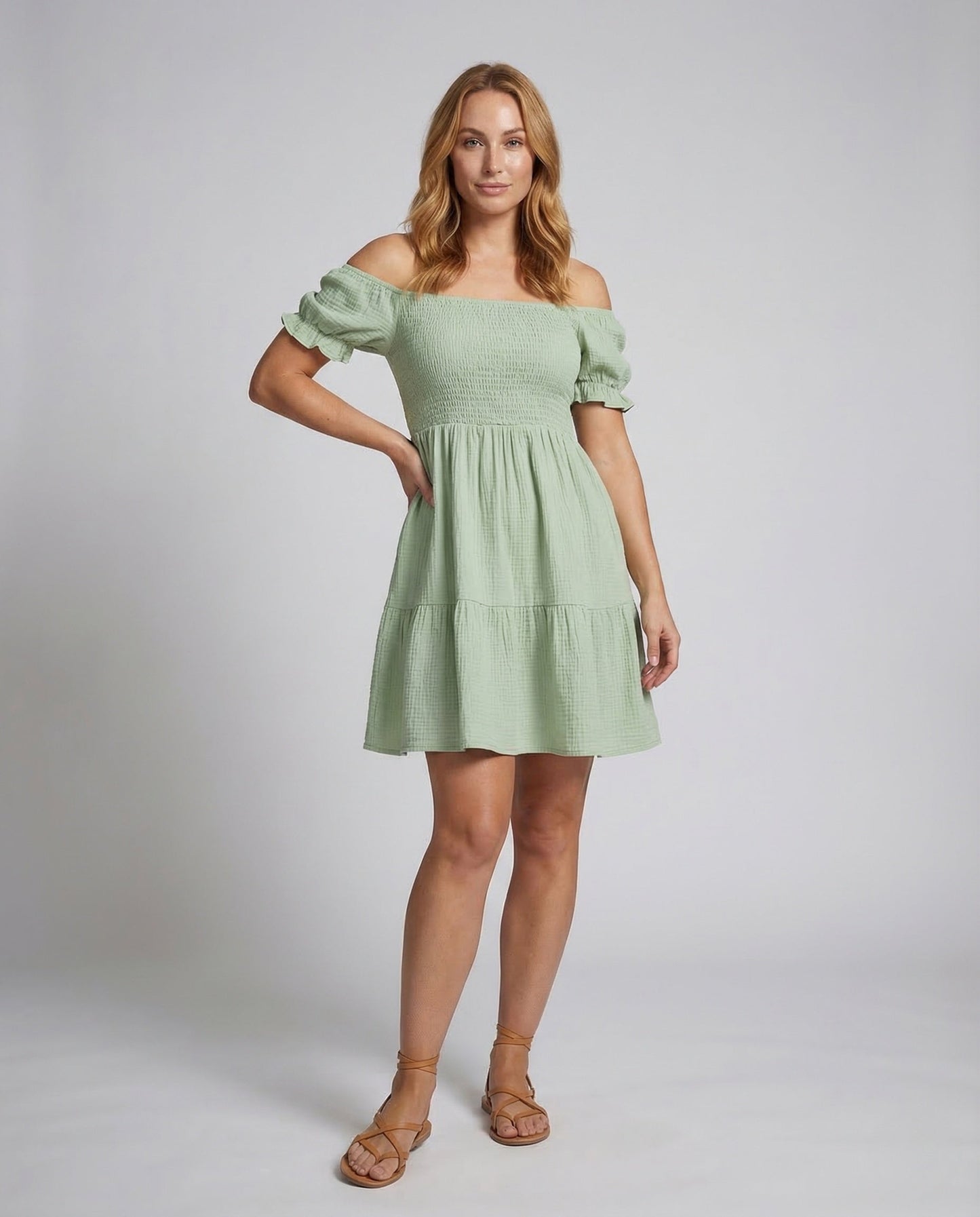 Damen Tunika Kleid Puffärmel Stufenrock - Norvielle