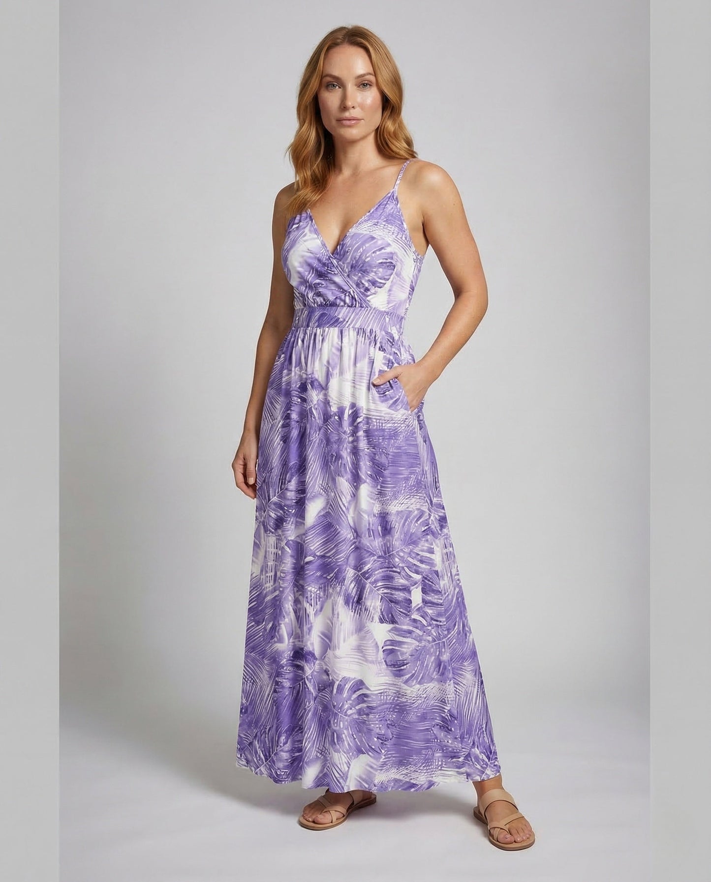 Damen Maxikleid Spaghettiträger Wickeloberteil Empire - Norvielle