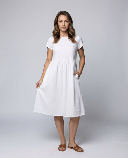 Damen Babydoll Kleid Knielang Mit Taschen - Norvielle