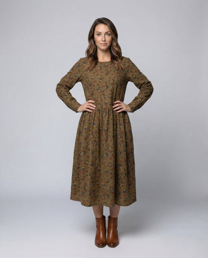 Damen Maxikleid Blumenprint Langarm Boho Stil - Norvielle