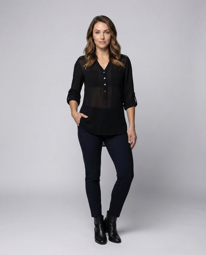 Damen Tunika Bluse V-Ausschnitt Chiffon - Norvielle