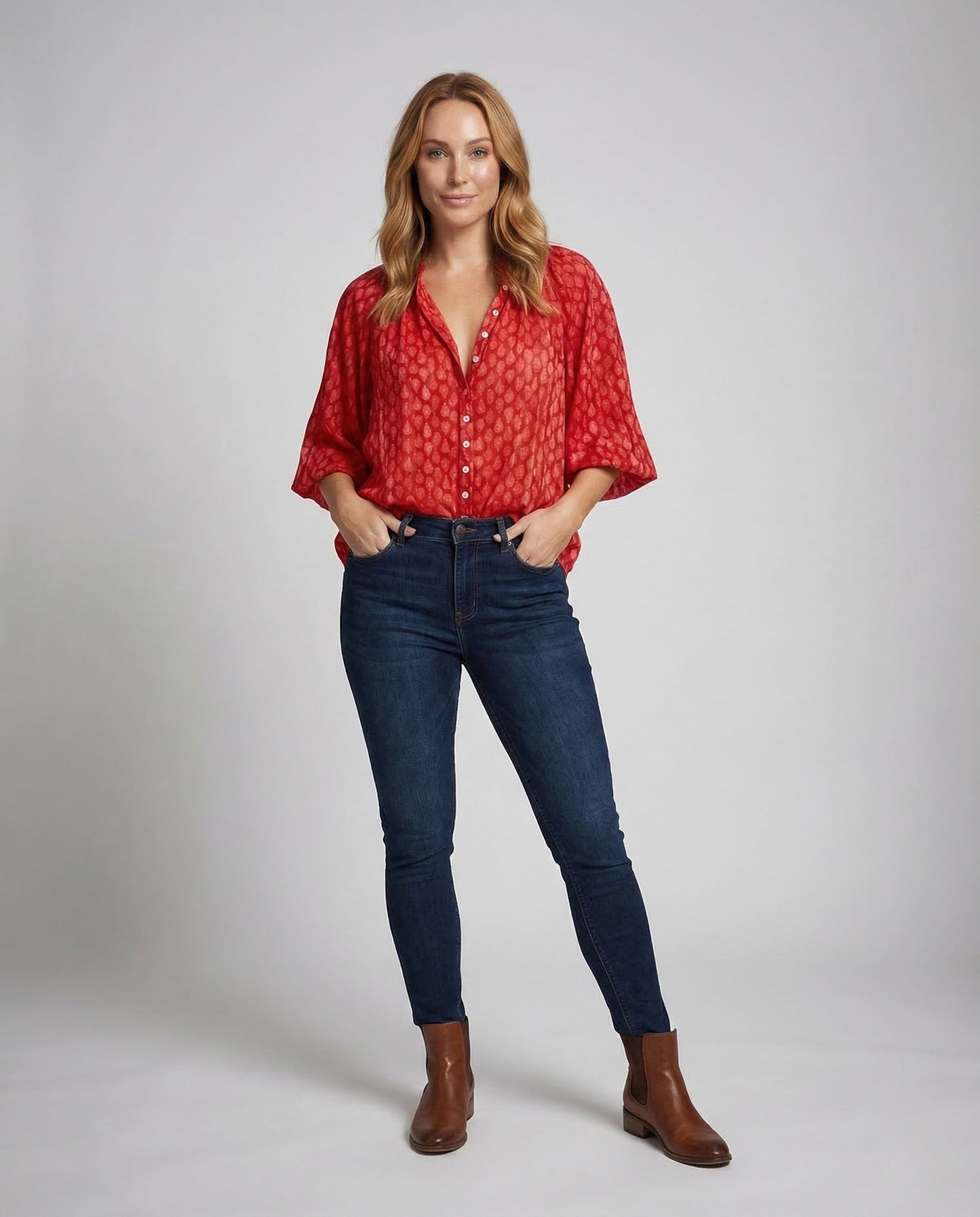 Damen Viskose Bluse Boho Dreiviertelärmel - Norvielle
