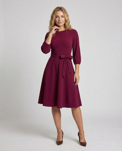 Damen A-Linie Kleid mit Gürtel und Bündchen - Norvielle