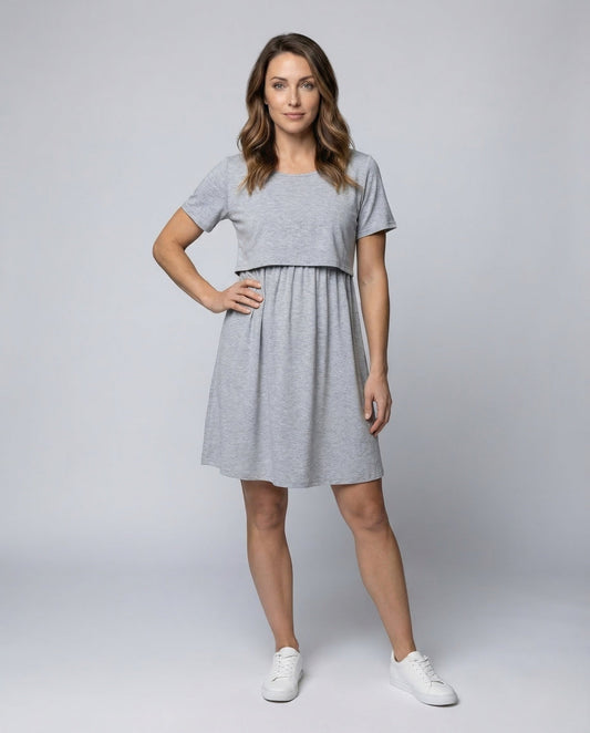 Damen Stillkleid Elastikbund Baumwolle Schwarz - Norvielle