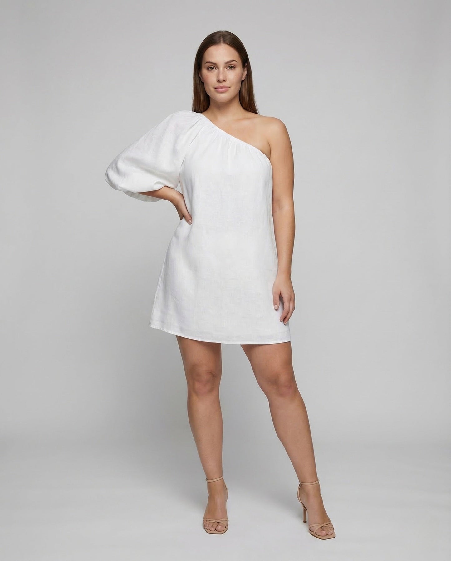 Damen Minikleid Asymmetrisch Schulterfrei Ballonärmel - Norvielle