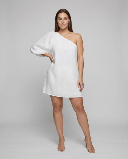 Damen Minikleid Asymmetrisch Schulterfrei Ballonärmel - Norvielle