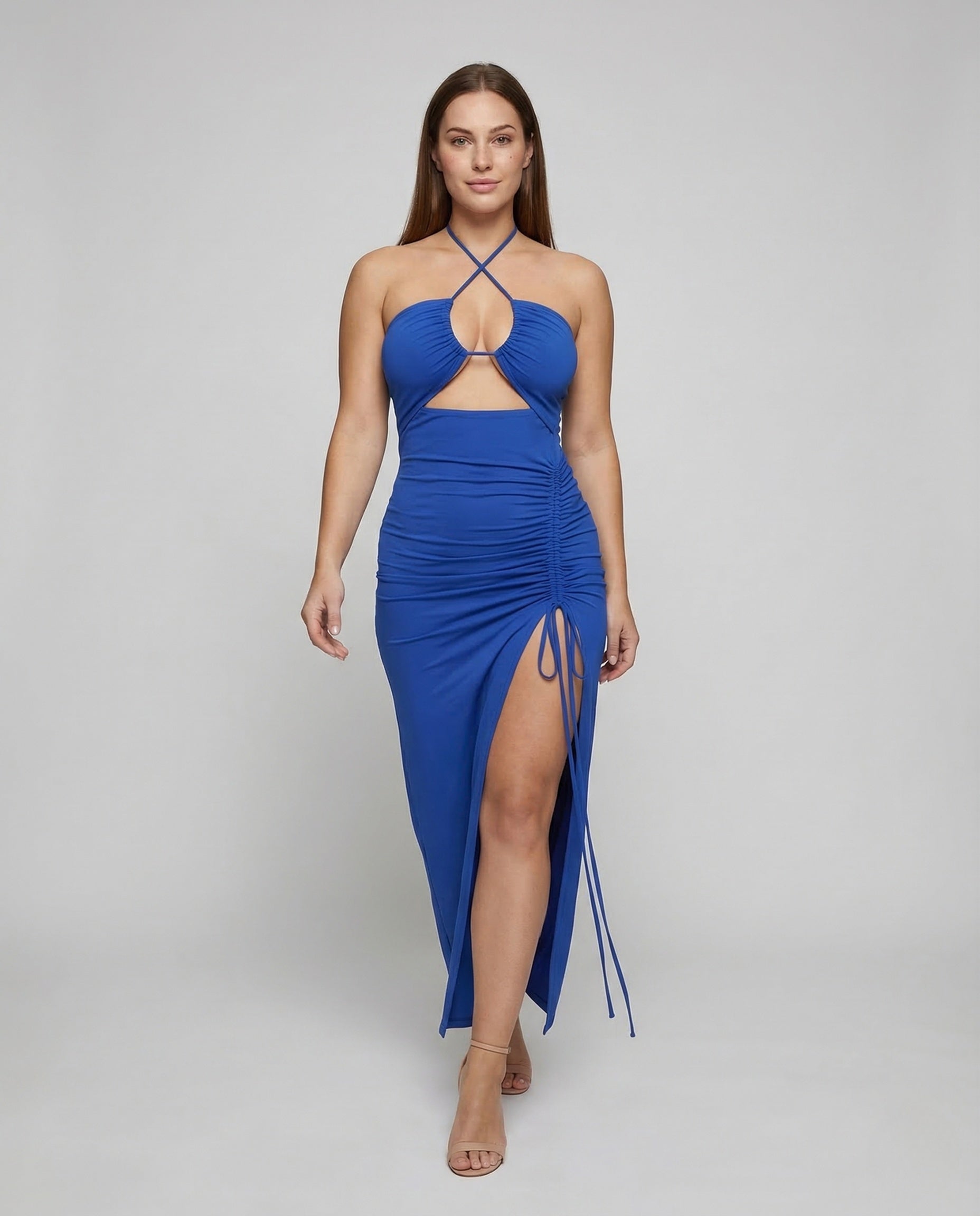 Damen Abendkleid Neckholder Cut-Out - Norvielle