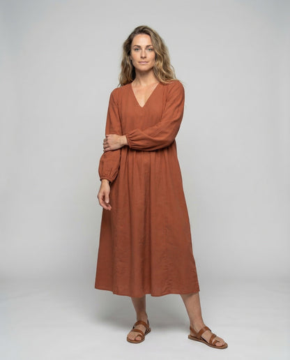 Damen Viskose Maxikleid mit V-Ausschnitt und Empire-Taille - Norvielle