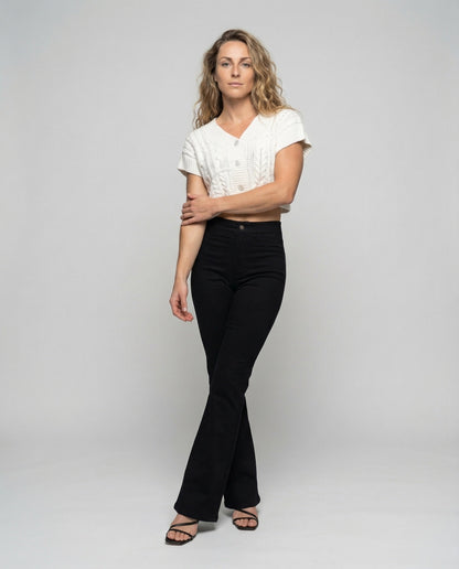 Damen High Waist Schlaghose Jeans - Norvielle