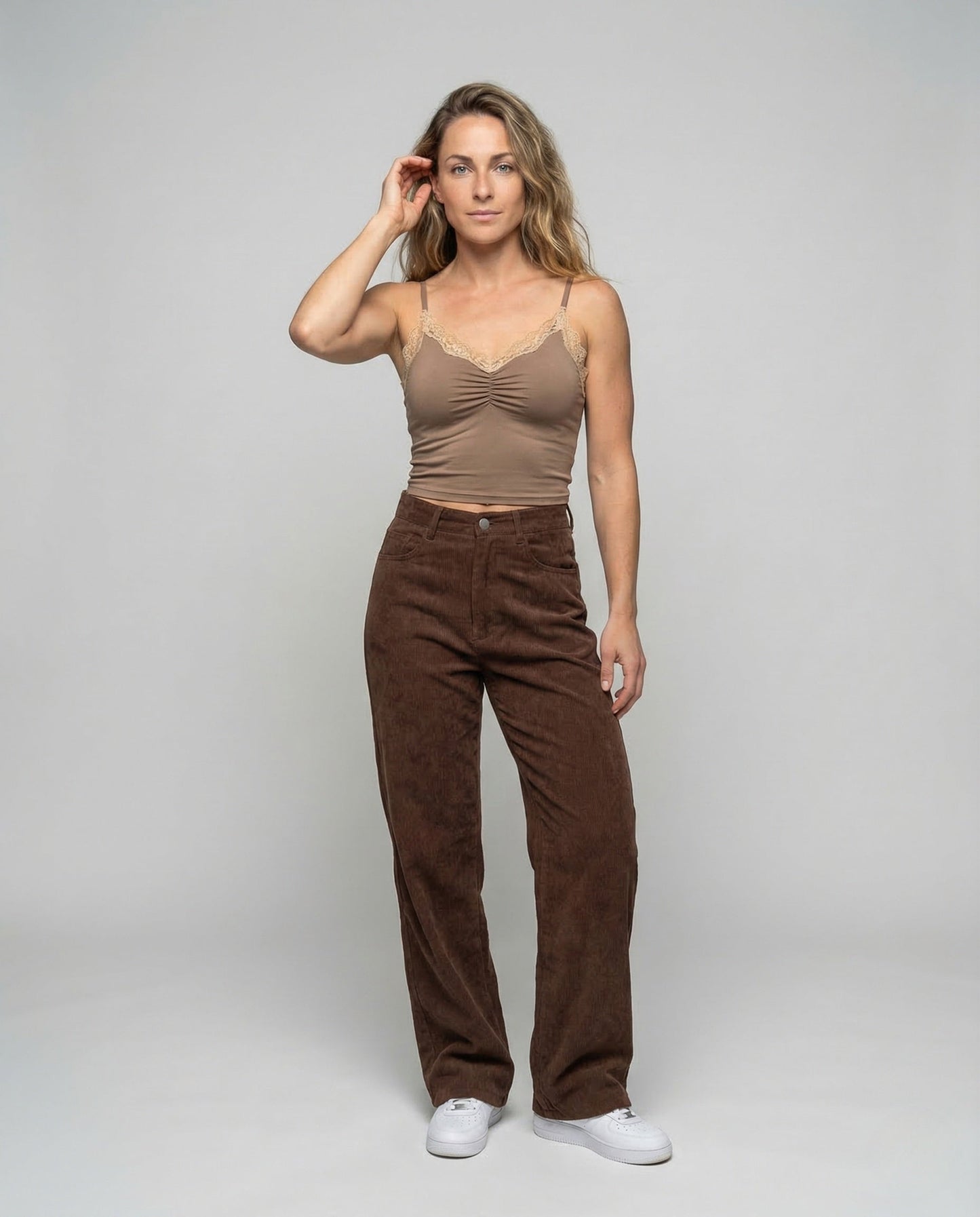Damen High Waist Chinohose Weite Bein - Norvielle