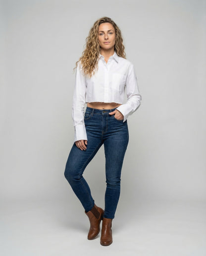 Damen Kurzarm Hemd Tailliert - Norvielle