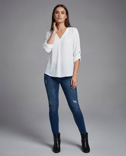 Damen Tunika V-Ausschnitt Chiffon - Norvielle